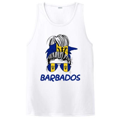 Barbados Girl Messy Bun Barbados Flag Barbadian Women PosiCharge Competitor Tank