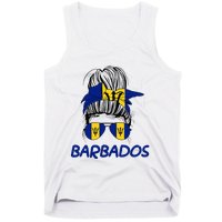 Barbados Girl Messy Bun Barbados Flag Barbadian Women Tank Top