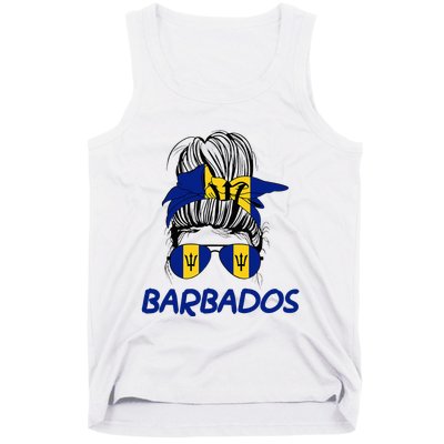 Barbados Girl Messy Bun Barbados Flag Barbadian Women Tank Top