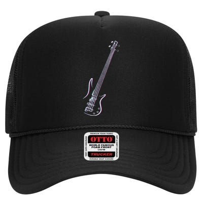 Bass Guitar Musical Instrument Bass Player High Crown Mesh Back Trucker Hat