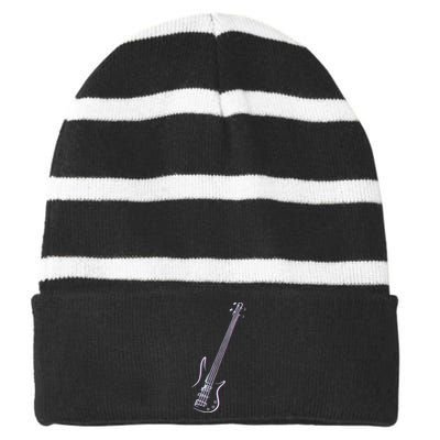 Bass Guitar Musical Instrument Bass Player Striped Beanie with Solid Band