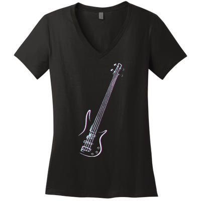 Bass Guitar Musical Instrument Bass Player Women's V-Neck T-Shirt