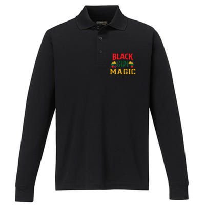 Black Girl Magic African American Melanin Gift Performance Long Sleeve Polo