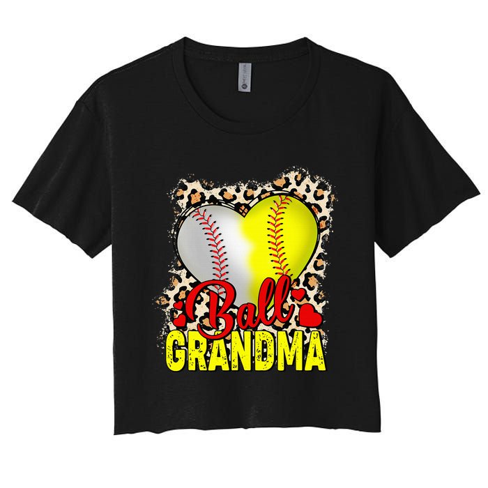 Ball Grandma Mothers Day Softball Grandma Baseball Grandma Women's Crop Top Tee