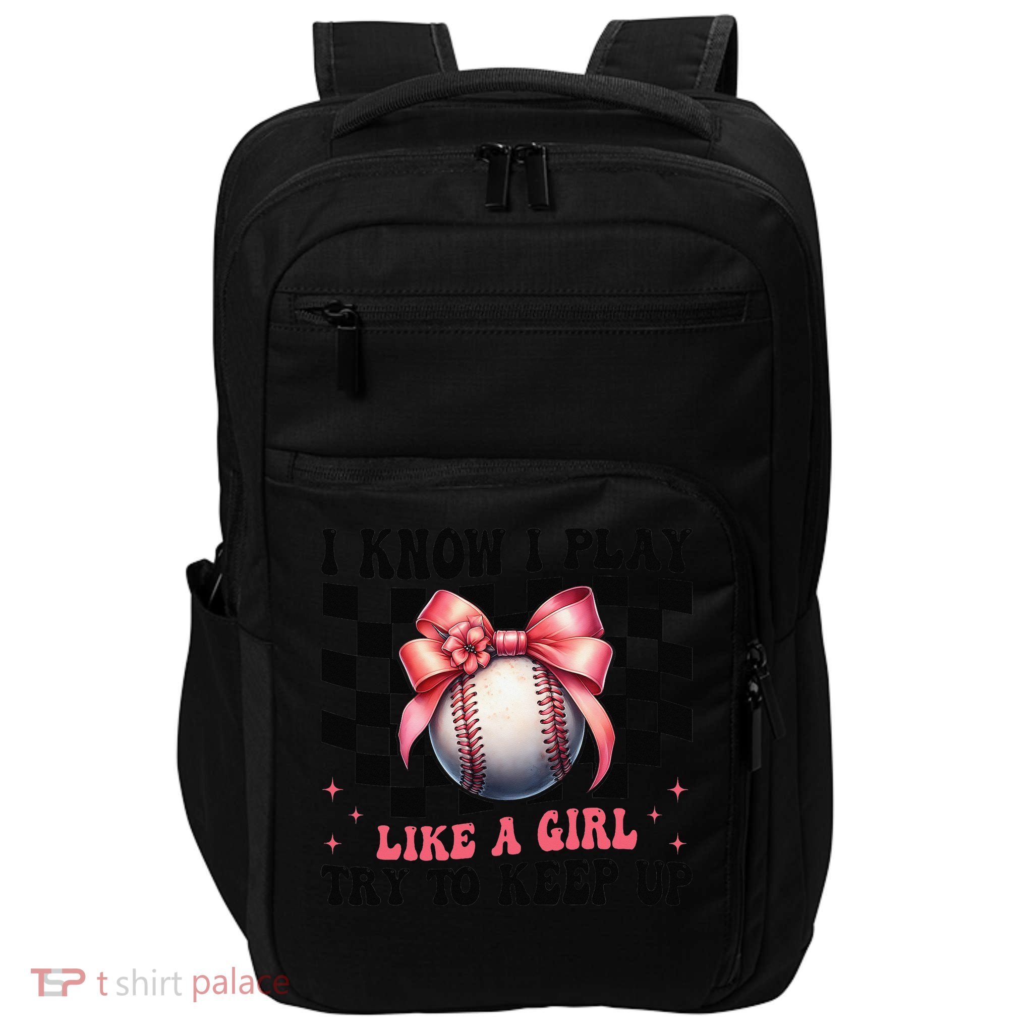 Baseball Girl Mom Mama Coquette I Know I Play Like A Girl Impact Tech Backpack