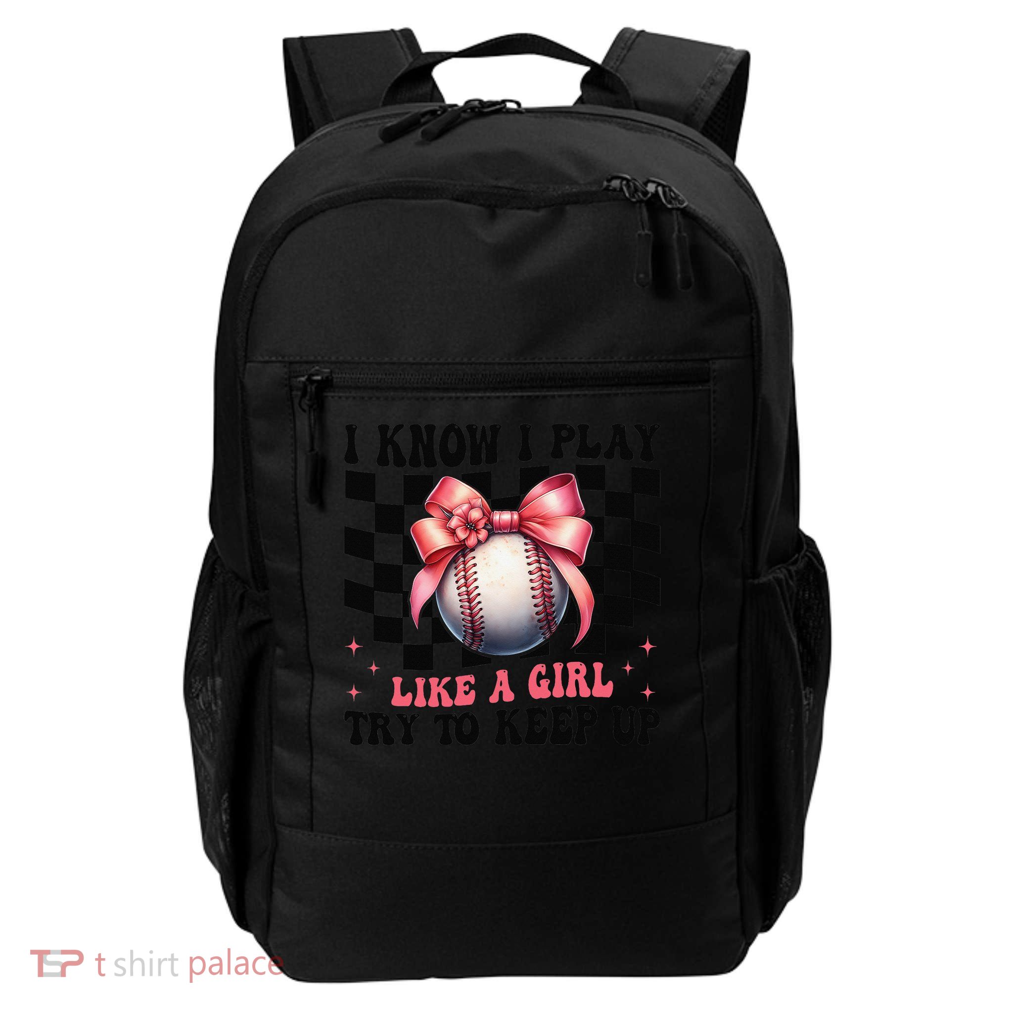 Baseball Girl Mom Mama Coquette I Know I Play Like A Girl Backpack