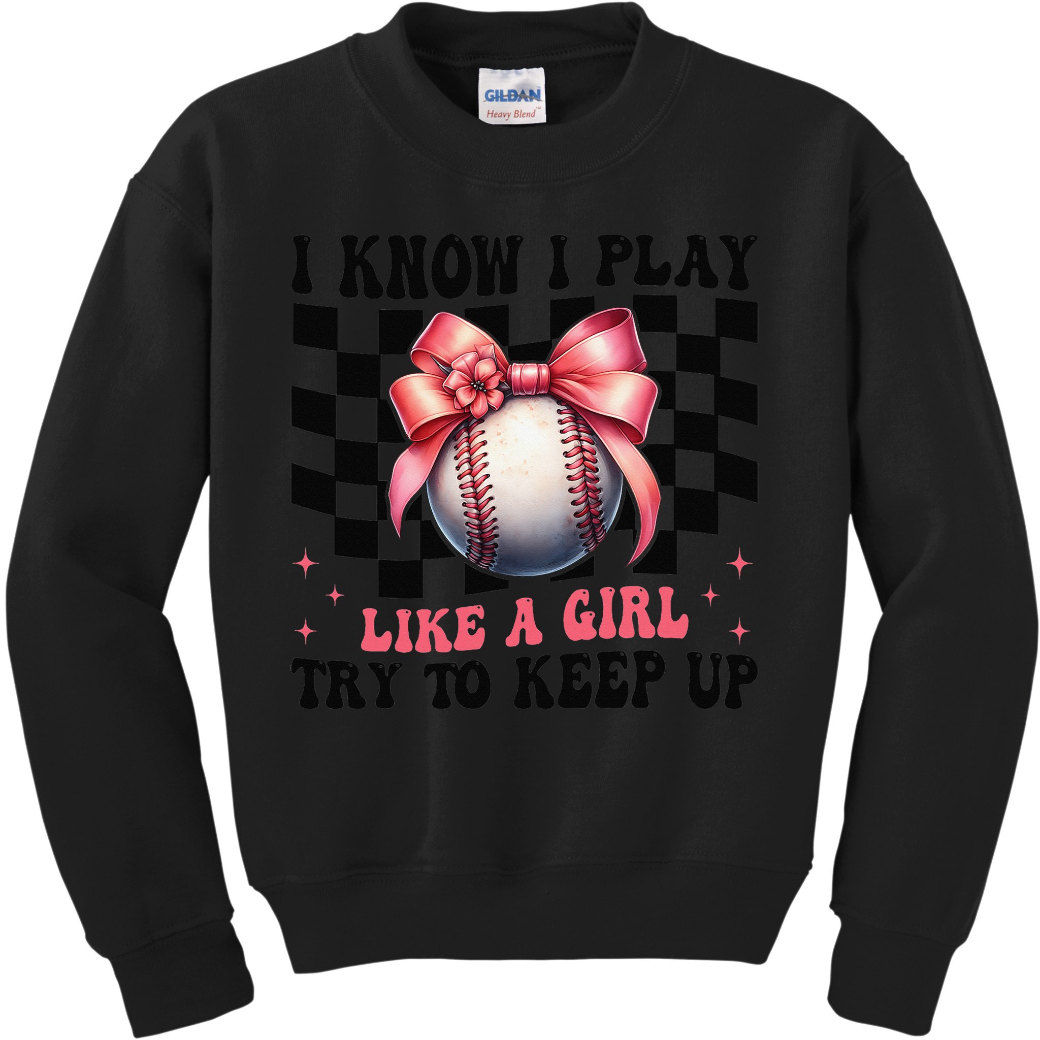 Baseball Girl Mom Mama Coquette I Know I Play Like A Girl Kids Sweatshirt