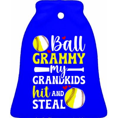 Ball Grammy My Grand Baseball Softball Grammy Grandma Gift Ceramic Bell Ornament