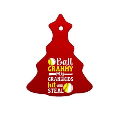 Ball Grammy My Grand Baseball Softball Grammy Grandma Gift Ceramic Tree Ornament