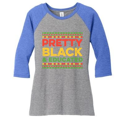 Black Graduation Melanin Queen Degree Pretty Black Educated Gift Women's Tri-Blend 3/4-Sleeve Raglan Shirt