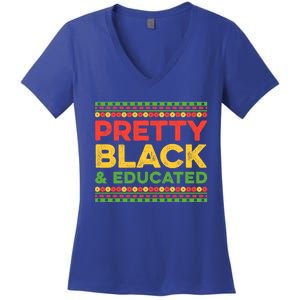 Black Graduation Melanin Queen Degree Pretty Black Educated Gift Women's V-Neck T-Shirt