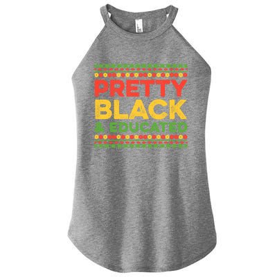 Black Graduation Melanin Queen Degree Pretty Black Educated Gift Women’s Perfect Tri Rocker Tank