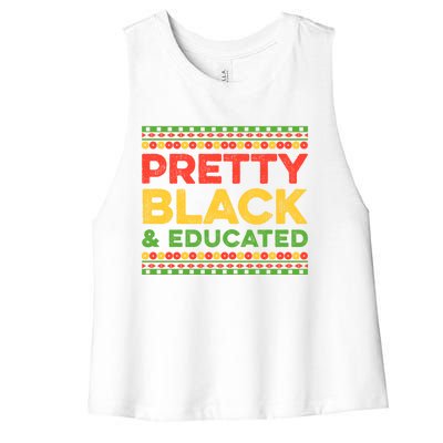 Black Graduation Melanin Queen Degree Pretty Black Educated Gift Women's Racerback Cropped Tank