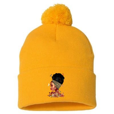 Black Girl Magic Afro Melanin Queen African American Women Pom Pom 12in Knit Beanie