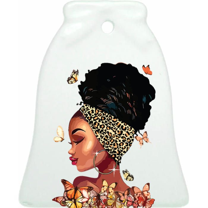 Black Girl Magic Afro Melanin Queen African American Women Ceramic Bell Ornament