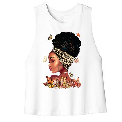 Black Girl Magic Afro Melanin Queen African American Women Women's Racerback Cropped Tank