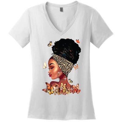 Black Girl Magic Afro Melanin Queen African American Women Women's V-Neck T-Shirt