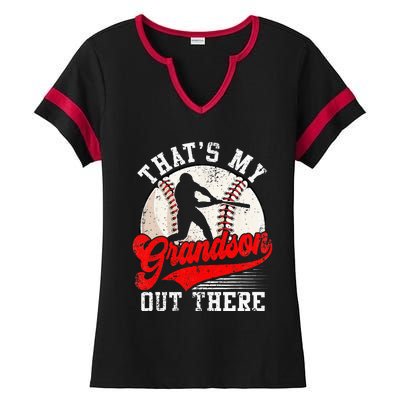 Baseball Grandma Mothers Day Thats My Grandson Out There Ladies Halftime Notch Neck Tee