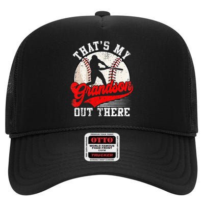 Baseball Grandma Mothers Day Thats My Grandson Out There High Crown Mesh Back Trucker Hat