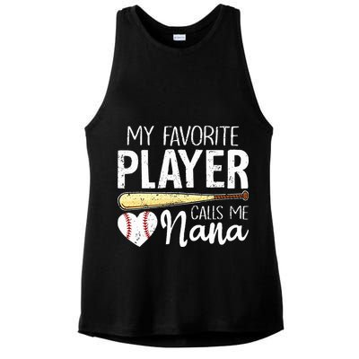 Baseball Grandma My Favorite Player Calls Me Nana Baseball Ladies PosiCharge Tri-Blend Wicking Tank