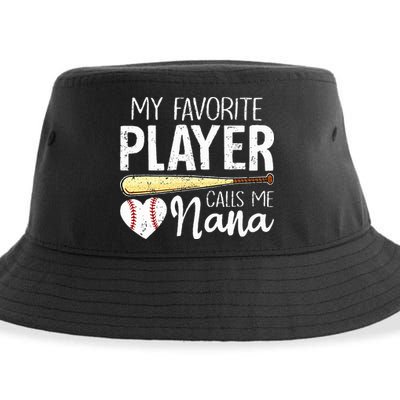 Baseball Grandma My Favorite Player Calls Me Nana Baseball Sustainable Bucket Hat