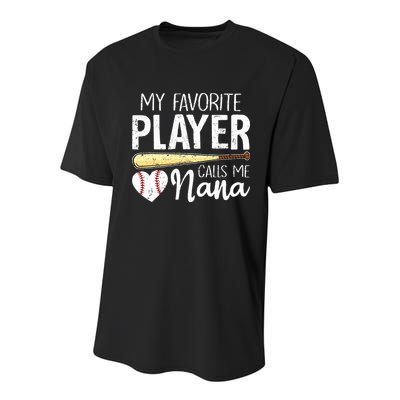 Baseball Grandma My Favorite Player Calls Me Nana Baseball Youth Performance Sprint T-Shirt