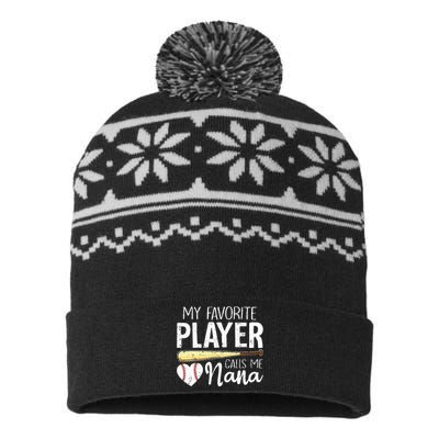 Baseball Grandma My Favorite Player Calls Me Nana Baseball USA-Made Snowflake Beanie