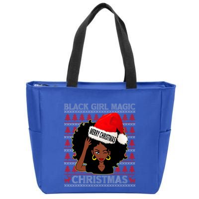 Black Girl Magic Merry Christmas African American Woman Xmas Zip Tote Bag