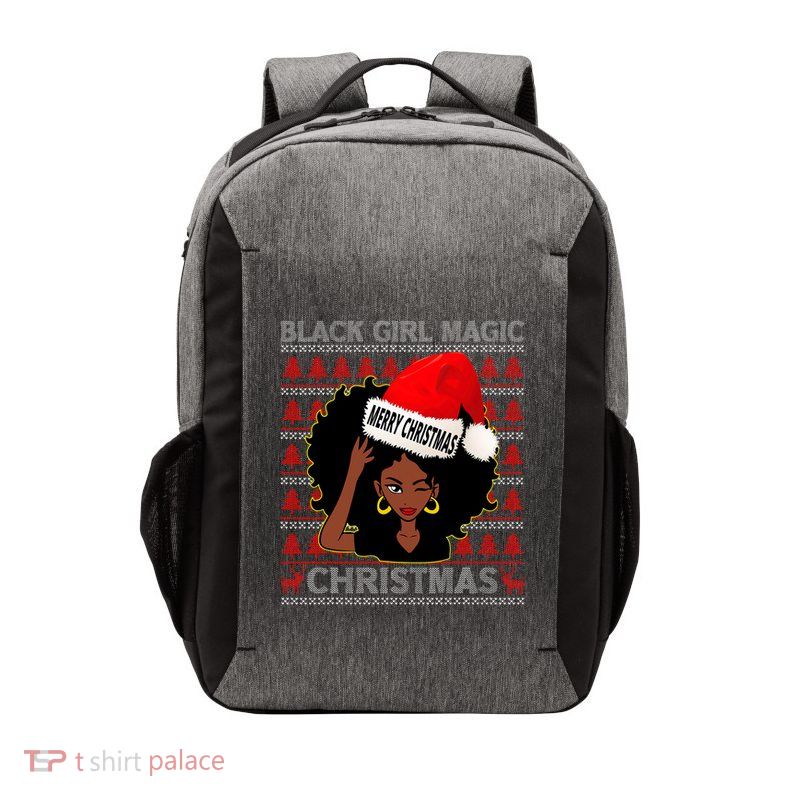 Black Girl Magic Merry Christmas African American Woman Xmas Vector Backpack