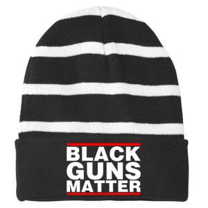 Black Guns Matter Shirt Gift For Gun Owner Striped Beanie with Solid Band