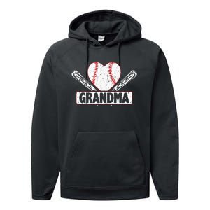 Baseball Grandma Matching Family funny Baseball Lover Performance Fleece Hoodie