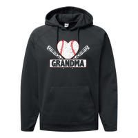 Baseball Grandma Matching Family funny Baseball Lover Performance Fleece Hoodie