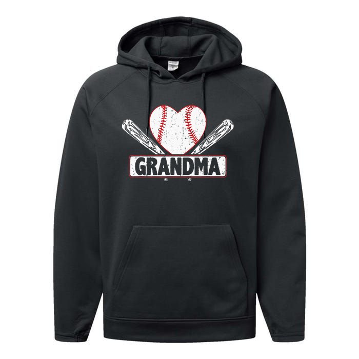 Baseball Grandma Matching Family funny Baseball Lover Performance Fleece Hoodie