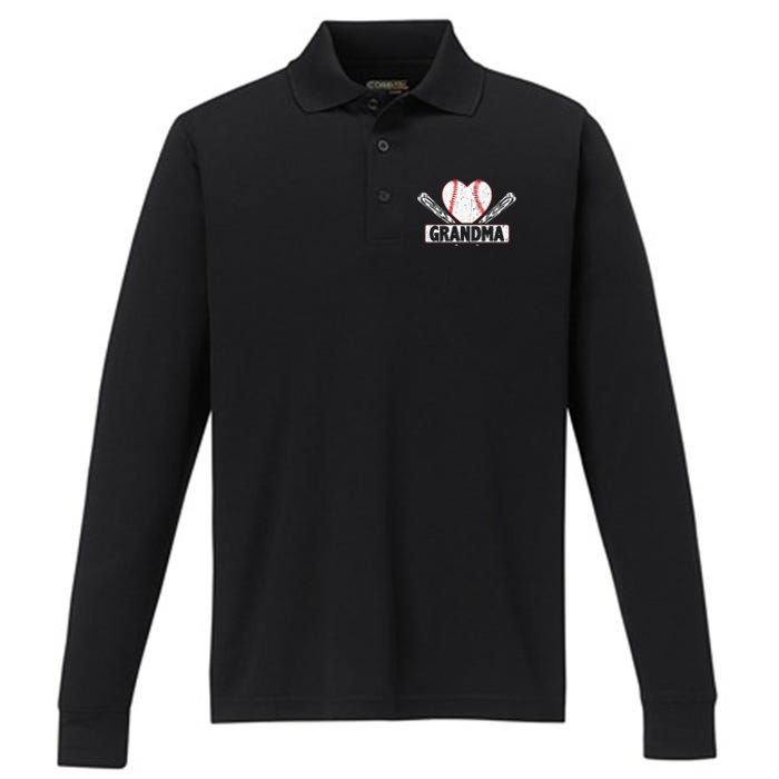 Baseball Grandma Matching Family funny Baseball Lover Performance Long Sleeve Polo