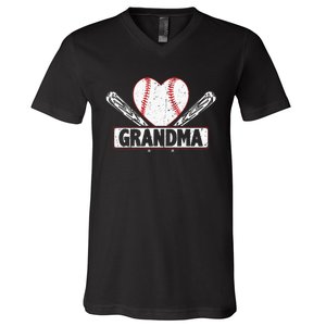 Baseball Grandma Matching Family funny Baseball Lover V-Neck T-Shirt