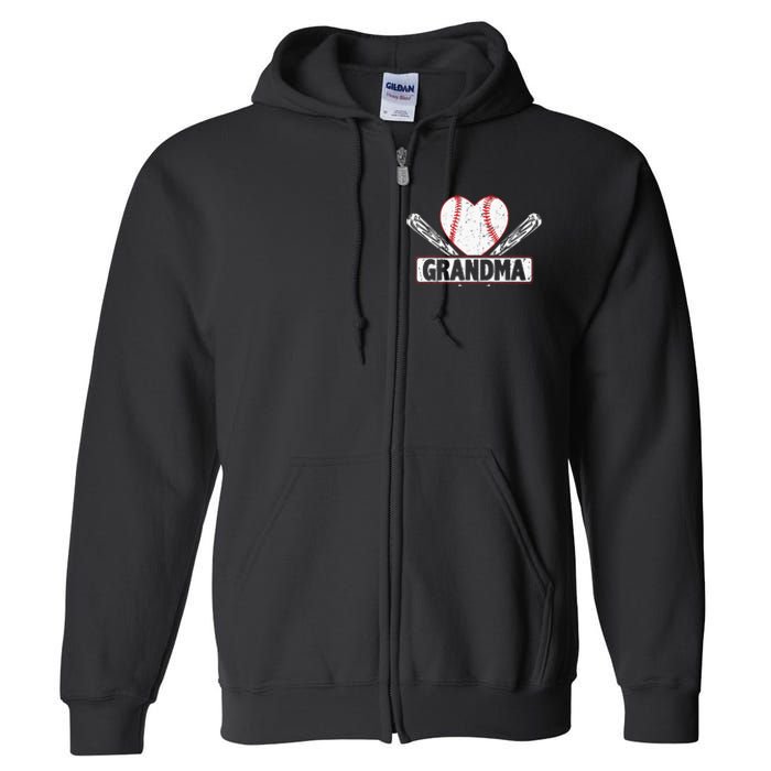 Baseball Grandma Matching Family funny Baseball Lover Full Zip Hoodie