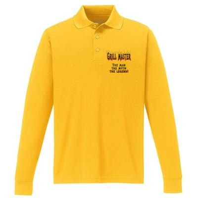 BBQ Grill Masters Meat Smokers Barbecue Chef Performance Long Sleeve Polo