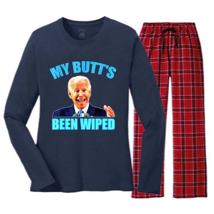 Biden Gaffe My Butts Been Wiped Anti Biden Women's Long Sleeve Flannel Pajama Set 