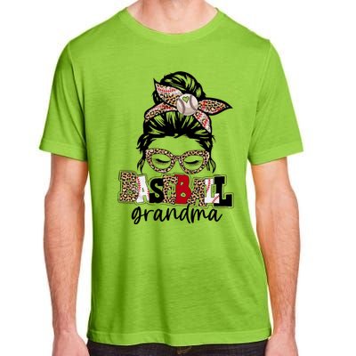 Baseball Grandma Messy Bun Leopard Baseball Grandma Gift Adult ChromaSoft Performance T-Shirt