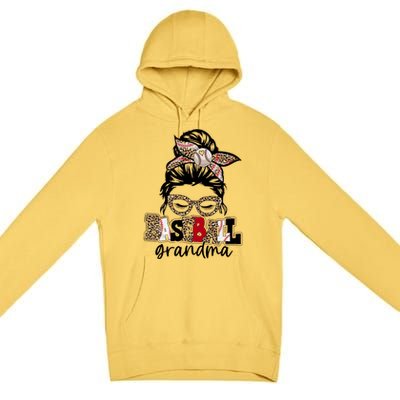 Baseball Grandma Messy Bun Leopard Baseball Grandma Gift Premium Pullover Hoodie