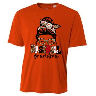 Baseball Grandma Messy Bun Leopard Baseball Grandma Gift Cooling Performance Crew T-Shirt