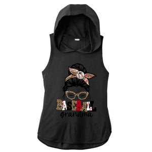 Baseball Grandma Messy Bun Leopard Baseball Grandma Gift Ladies PosiCharge Tri-Blend Wicking Draft Hoodie Tank