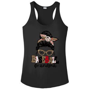 Baseball Grandma Messy Bun Leopard Baseball Grandma Gift Ladies PosiCharge Competitor Racerback Tank