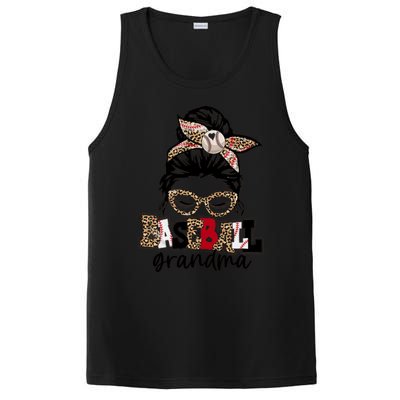 Baseball Grandma Messy Bun Leopard Baseball Grandma Gift PosiCharge Competitor Tank