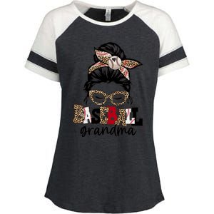 Baseball Grandma Messy Bun Leopard Baseball Grandma Gift Enza Ladies Jersey Colorblock Tee