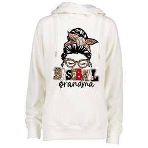 Baseball Grandma Messy Bun Leopard Baseball Grandma Gift Womens Funnel Neck Pullover Hood