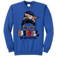 Baseball Grandma Messy Bun Leopard Baseball Grandma Gift Sweatshirt