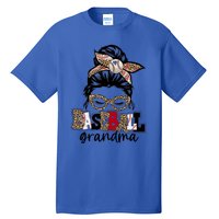 Baseball Grandma Messy Bun Leopard Baseball Grandma Gift Tall T-Shirt