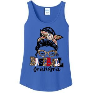 Baseball Grandma Messy Bun Leopard Baseball Grandma Gift Ladies Essential Tank