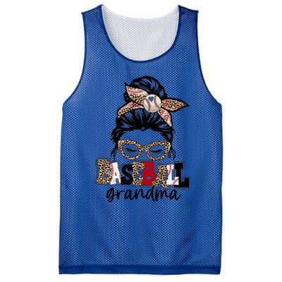 Baseball Grandma Messy Bun Leopard Baseball Grandma Gift Mesh Reversible Basketball Jersey Tank